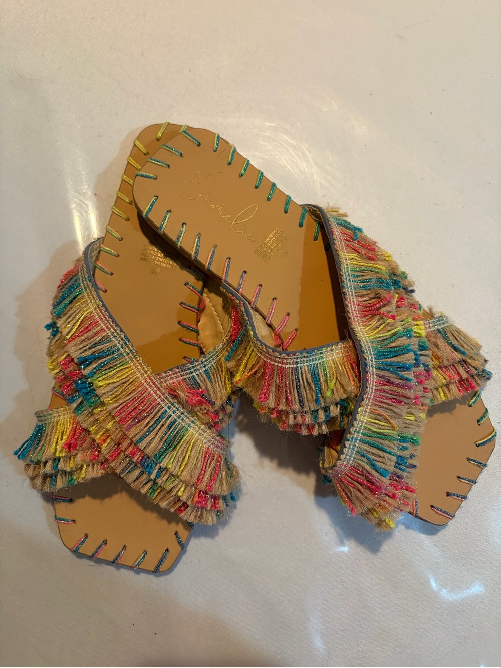 Women’s Multi-Color Fringed Slide Sandals - Casual Summer Slip-Ons